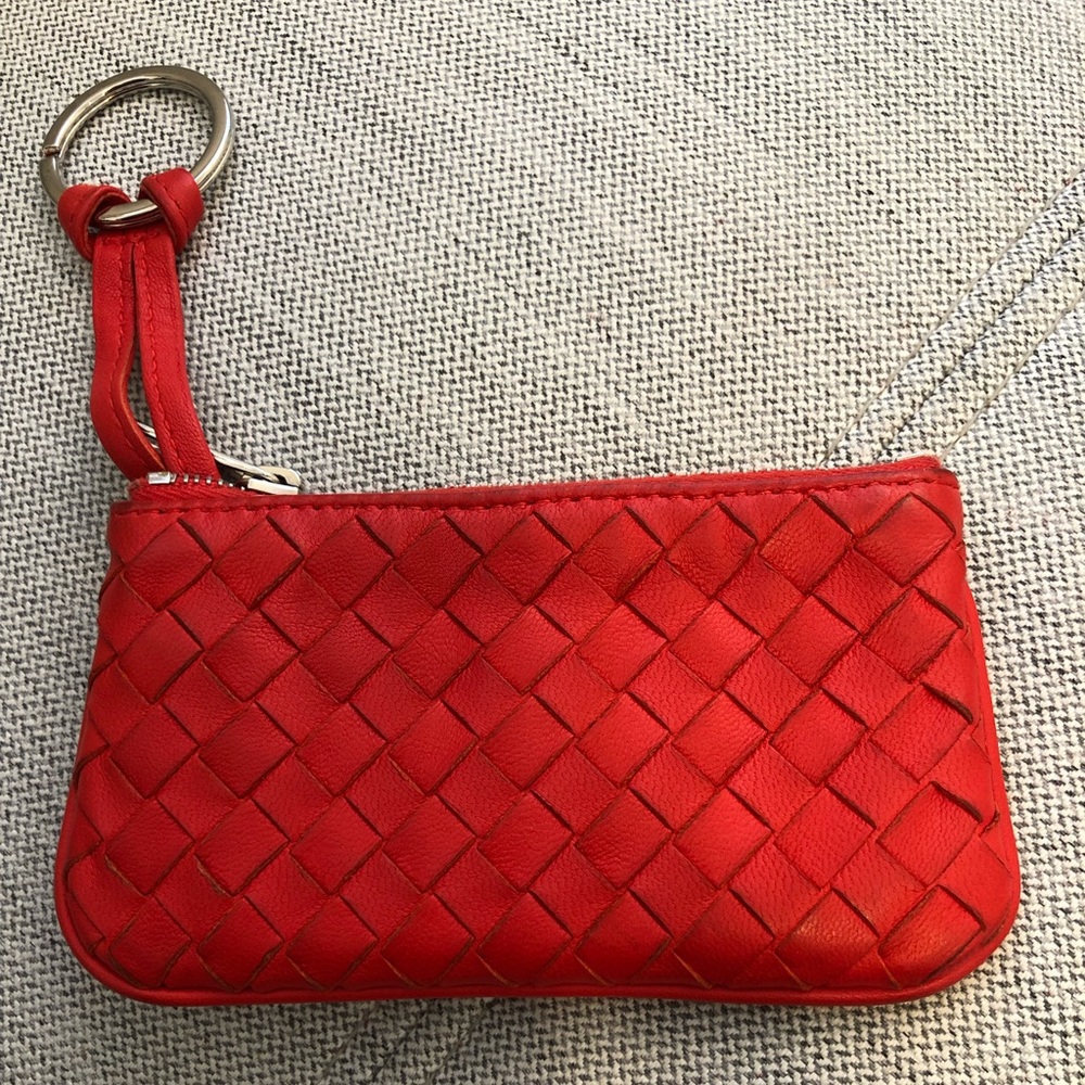 Bottega Veneta small red coin purse